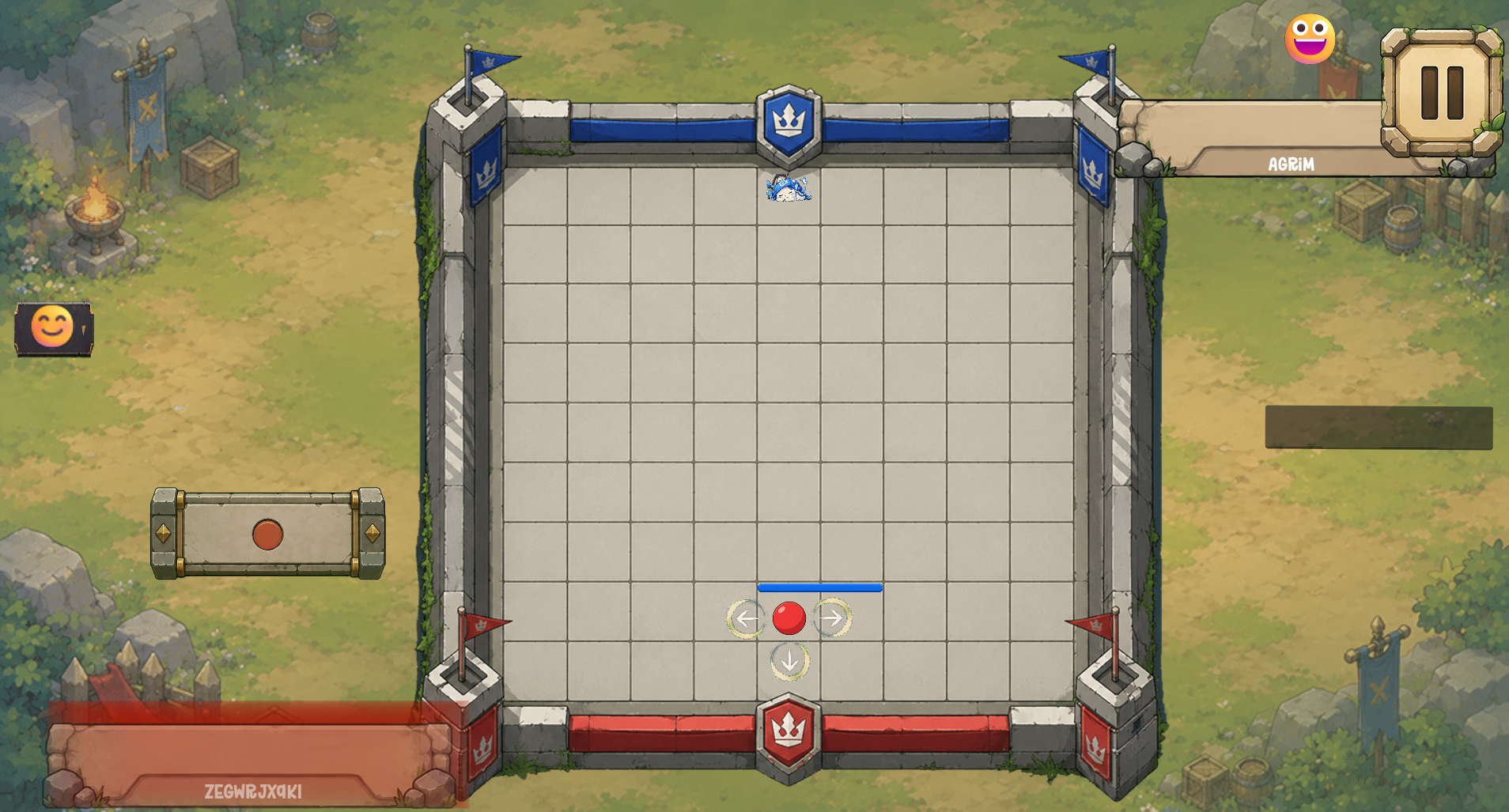 WallFall gameplay with blue and red wall paths closing off the board